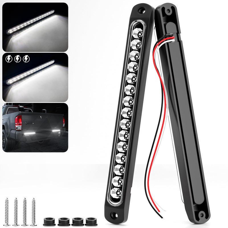 PSEQT 10" 15 LED Trailer Identification Light Led Running Reverse Backup Tail Light Bar Strip White Truck Rear Side Marker Lights Waterproof - Image 1